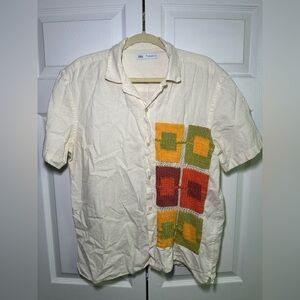 Zara Men’s Embroidered Patchwork Short Sleeve Shirt - Size XL